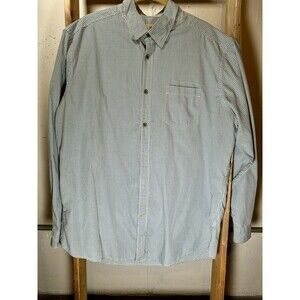Life Khaki Mens Size Large Button Up Long Sleeve Check Blue dress casual
